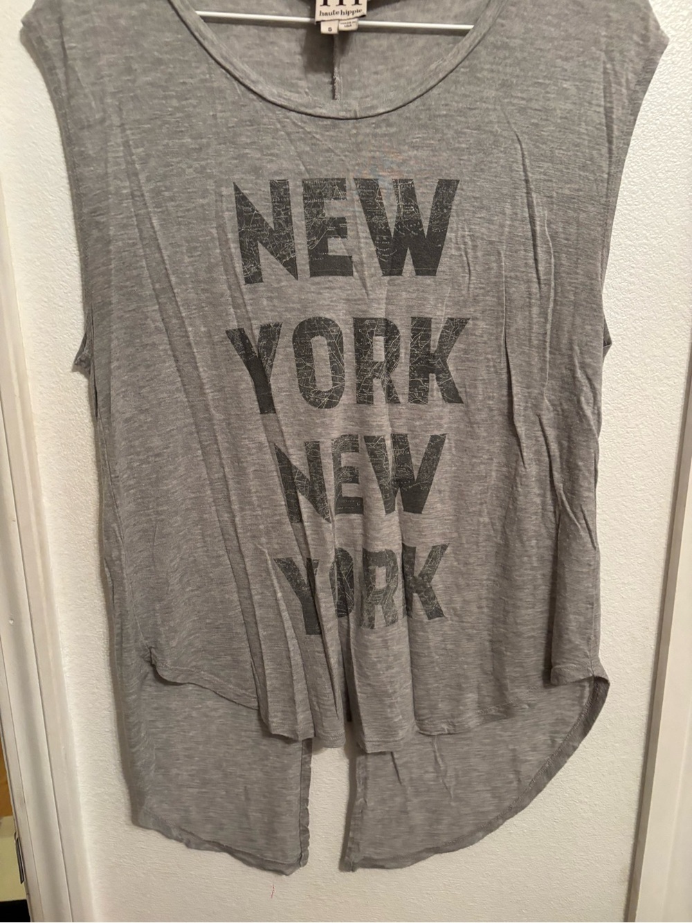 Haute Hippie Gray 'New York' Graphic tank tee S